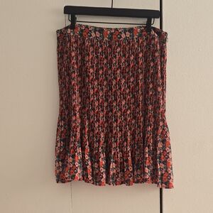 Boden A-Line Skirt - Red And Pink Floral On Navy